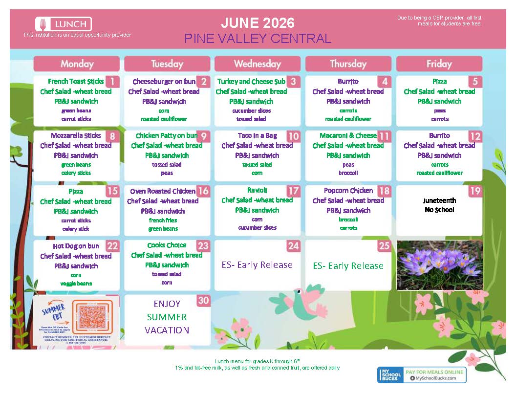 June 2026 Lunch K-6